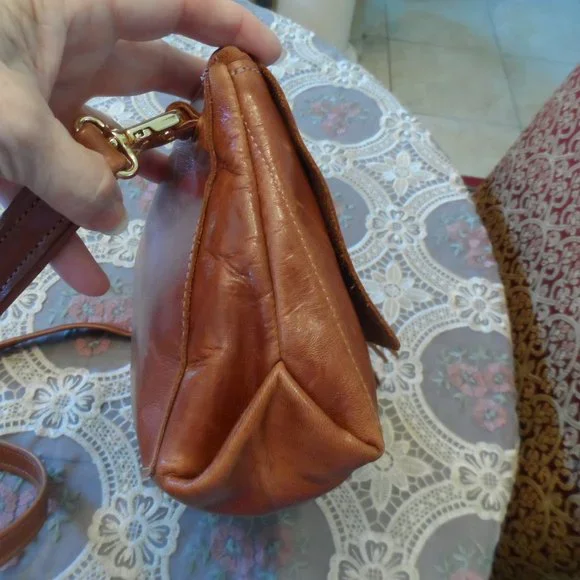 Satchel Savannah Ga Custom Made Saddle Brown Leather Foldover Crossbody Bag - Picture 12 of 15